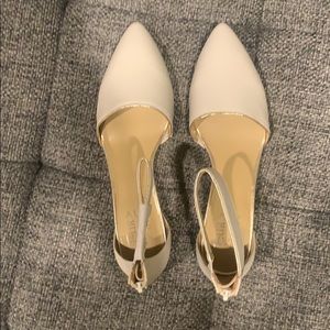 Cream flats with ankle strap